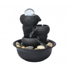 Indoor Triple Fall Tabletop Fountain Water LED Lights And Magic Crystal Ball    173455226599